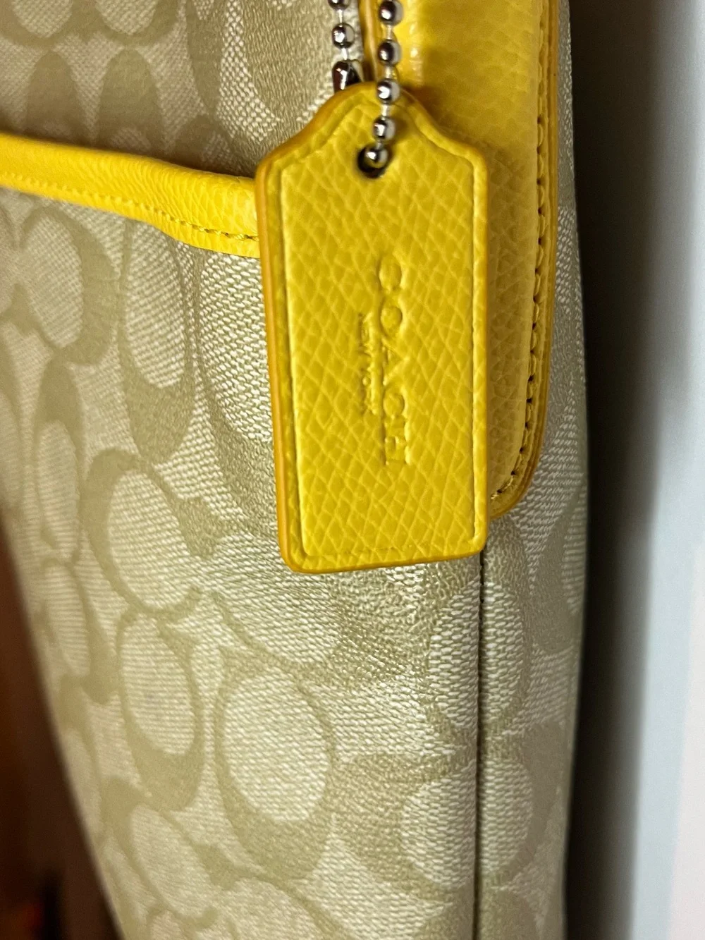 Coach Signature Canvas Crossbody Bag | Beige & Yellow | Excellent Condition